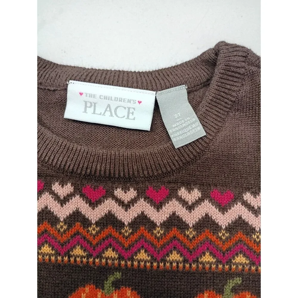 The Children's Place Thanksgiving Sweater Dress Pullover Girls Toddler Sz 3